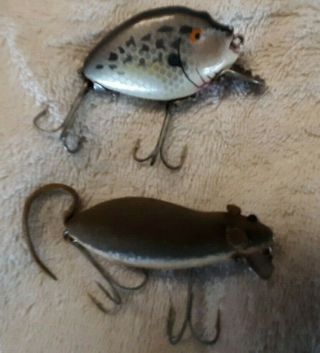2 Vintage Heddon Fishing Lures - Punkinseed & Meadow Mouse