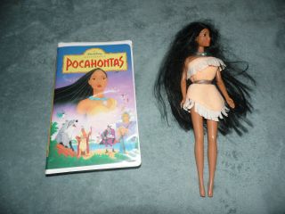 Vintage Disney Pocahontas 12 " Doll Pink Dress W/ Vhs.