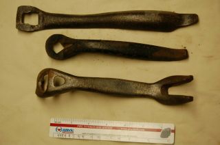 3 Vintage Antique Various Styles Wood Stove Lid Lifters Handles Tools