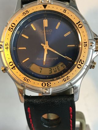 Vintage Rare Casio Men’s Chronograph Alarm Quartz B.  L Strap Watch AD - 510 388 6
