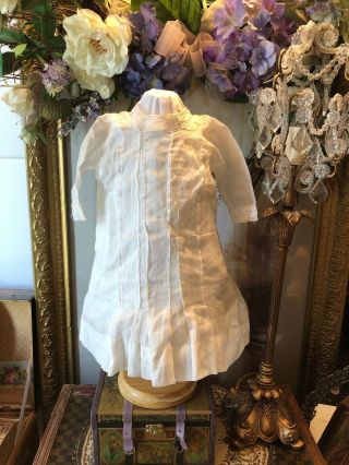 Wonderful Antique Cotton Silk Blend Child Doll Dress & Slip