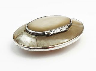 19th Century Silver Mounted Mother Of Pearl Snuff Box A/f