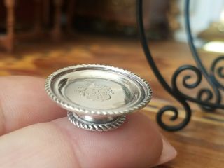 Antique Vintage Dollhouse Miniature Sterling Silver Footed Tray 1:12 4