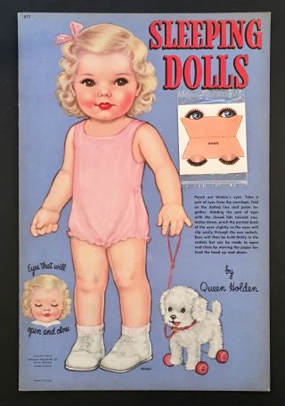 “sleeping Dolls” By Queen Holden 1945 Whitman Uncut Paper Dolls Vintage