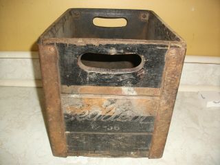 Antique Vintage Sealtest Foods Wood & Metal Milk Bottle Crate Carrier Box 1950s