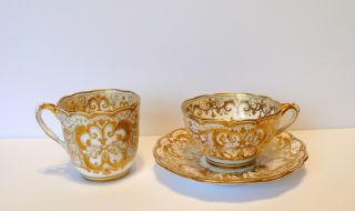 Antique Ridgway Floral Handle Cups & Saucer Trio Set 1