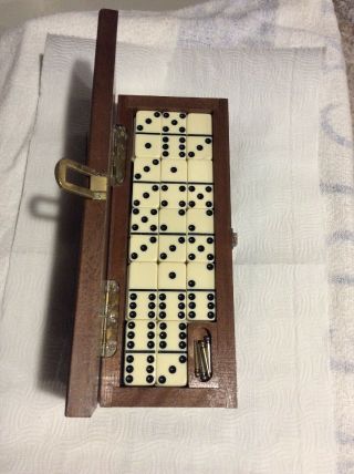 Dominoes Wooden Boxed Old Game Board Antique Game And Wooden Score Board