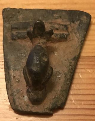 Very Rare Roman Bronze Stopper With A Dolphin On Top Ca 200 - 300ad V.  G.  C