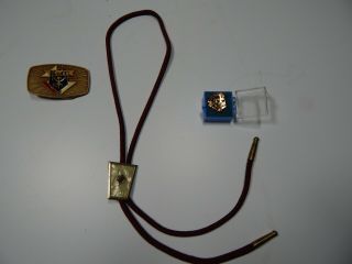 Vintage Knights Of Columbus String Tie & Buckle Daughters Of Isabella 25 Yr Pin