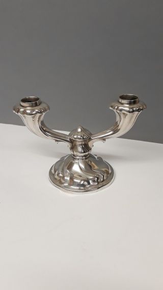 Antique German Silver Double Candle Holder
