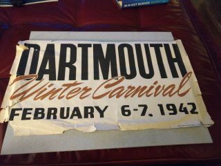 Vintage 1942 Dartmouth Winter Carnival Partial Ski Poster