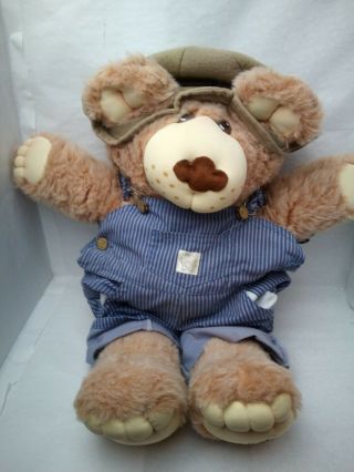 Vintage Furskins Teddy Bear Plush Stuffed Animal Xavier Roberts 22 " Overalls