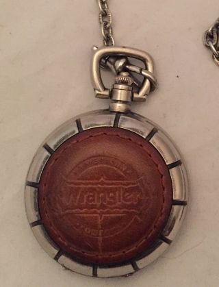 Wrangler Quartz Pocket Watch With Wrangler Print On Leather On Case Pre - Owned