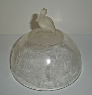 Antique Eapg Frosted Crane Stork Butter Dish Cover Only