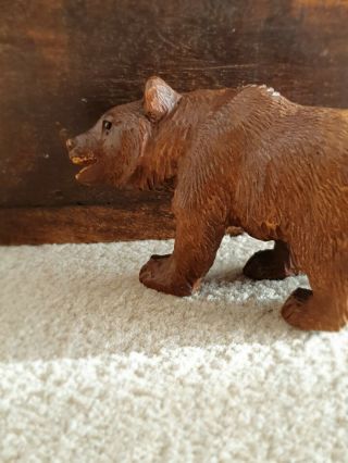 VINTAGE ANTIQUE CARVED WOODEN MINIATURE 5 inch BLACK FOREST BEAR WOOD Swiss 2