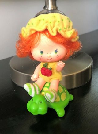 Vintage Strawberry Shortcake Baby Apple Dumplin Doll W/ Pet Tea Time Turtle 1979