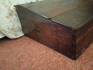 18th.  C.  Solid Welsh Oak Bible Box Desk Top Campaign Handles