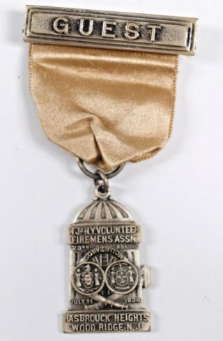 1936 Volunteer Firemen Association Fraternal Firefighter Fire Hydrant Medal
