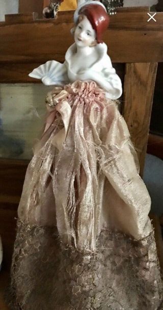 Antique Porcelain Half Doll Lamp Shade