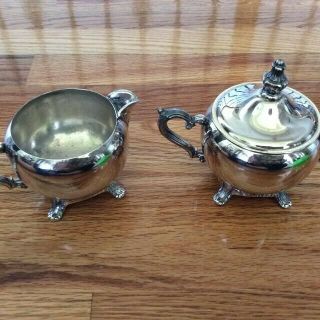 Antique Sterling Silver Creamer And Sugar Bowl Serving Set (2)