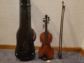 Very Old Vintage Antique Violin With Bow And Case