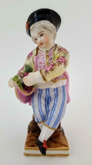Antique 19th Century Kpm Berlin / Dresden Porcelain Boy Figurine