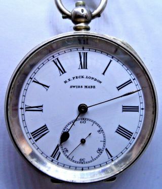 A Good Antique Silver Pocket Watch By H E Peck London Circa 1920