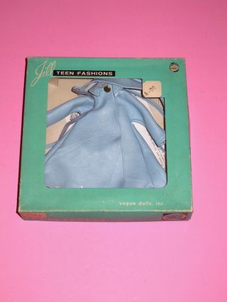 Vintage Vogue Jill & Jan 12 " Doll Outfit W/ Orig Box - Blue Leather Swing Coat