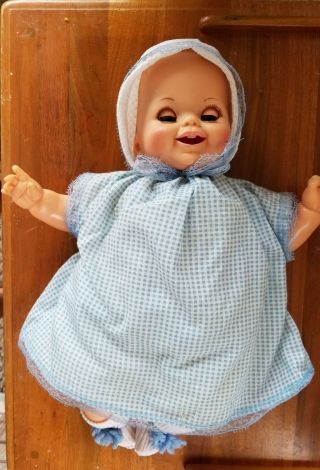 Vintage Creepy Baby Doll,  Toothy,  Sleepy Eyes 1970,