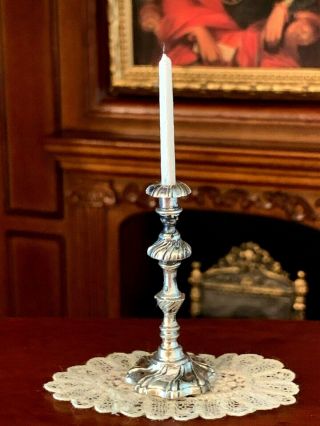 Vintage Artisan Miniature Dollhouse Obidiah Fisher Large Candlestick Sterling