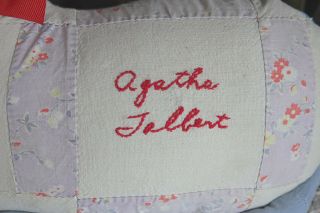 Antique Friendship Signature Quilt bedspread Kitty Cat Pillow Agatha 1936 3