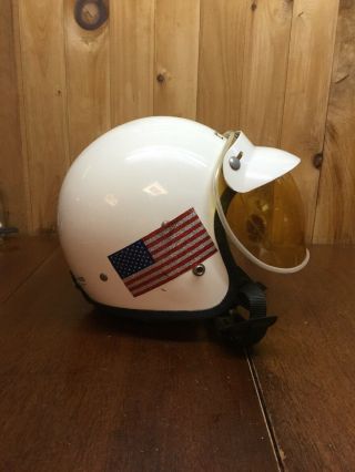 Vintage - Lsi - 4150 - Motorcycle - Helmet W/ Visor,  Chin Strap,  And Shield - Speed Racer