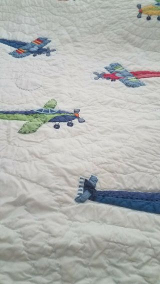 Pottery Barn Kids Antique Airplanes Cotton Quilt Sham Sheets Set TWIN GUC 5