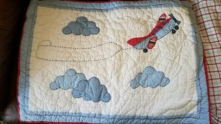 Pottery Barn Kids Antique Airplanes Cotton Quilt Sham Sheets Set TWIN GUC 6