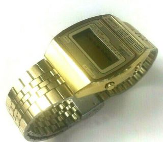 Vintage Seiko Lcd Digital Chronograph Quartz Watch Gold Pvd Coated