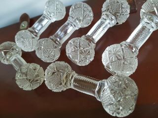 Antique Stunning Edwardian Set Of 6 Cut Glass Crystal Knife Cutlery Rests