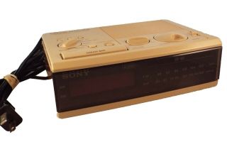 Vintage Sony Dream Machine Digital Radio Alarm Clock Large Red Numbers Tan