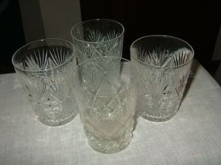 Vintage 4 Lead Crystal Cut Glass 4 " Tumbler Hi Ball Glasses