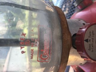 Vintage Coleman Single Mantel Red Lantern Model 200 A with Glass Globe 6