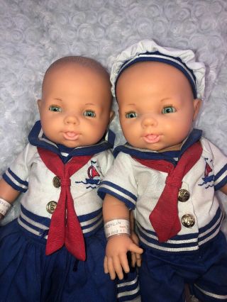 Vintage Anatomically Correct Baby Boy Girl Twins 14” Sailor Outfit Berjusa Spain