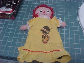 Vintage Raggedy Ann Doll With Pull String America Dress On
