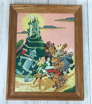 Wizard Of Oz Vintage Paint By Number Framed Painting 12 " X 16 " Dated 1960