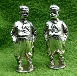 German 800 Silver Salt/pepper Shakers Shaped Like Dutch Boys - 3 " Tall - 2.  66 Oz
