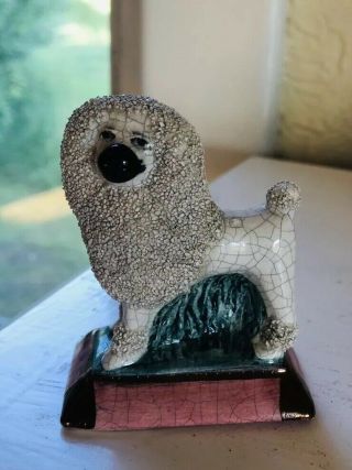 Antique Staffordshire Poodle Dog Figurine 3”