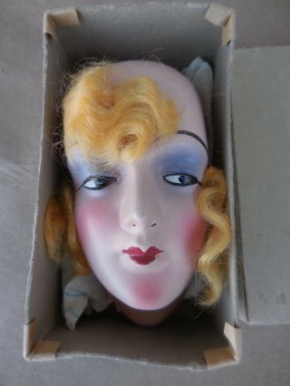 Antique Boudoir Doll Face Head Blonde Hair - Nos 1920 