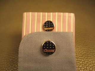 Contemporary Burberry Blue Enamel Yellow Gold Plated Cuff Links