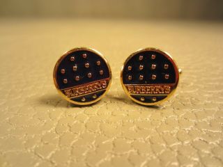 Contemporary Burberry Blue Enamel Yellow Gold Plated Cuff Links 2