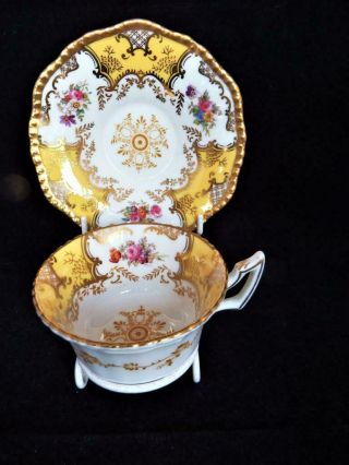 Antique Coalport Porcelain England Rare Yellow Batwing Tea Cup & Saucer 1920 