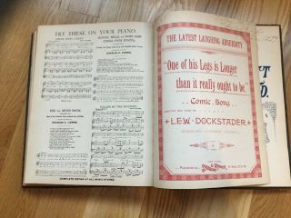 Rare 1880’s Antique Bound Piano Sheet Music Book 1890’s Popular Songs 7