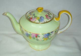 Antique/ Vintage Aynsley Chintz Pedestal Teapot - Yellow Flower Finial